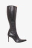 Chanel Black Leather Cap Toe Mid Boots Size 38