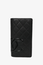 Pre-loved Chanel™ 2006/08 Black Lambskin Quilted Patent CC Logo Wallet with Pink Interior