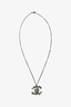 Pre-loved Chanel™ 2010 Rhodium Plated Faux Pearl Crystal Studded CC Necklace