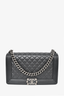 Chanel 2014 Black Lambskin Leather New Medium Boy Bag SHW