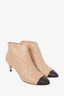 Pre-loved Chanel™ Beige Leather Quilted Cap Toe Boots Size 37