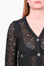 Chanel Black Cotton Crochet CC Button Cardigan Size 38