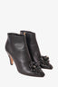 Chanel Black Leather Camellia Ankle Boot Size 37