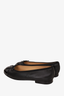Pre-Loved Chanel™ Black Leather/Patent CC Logo Flats Size 35.5