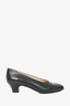 Chanel Black Leather Patent Cap Toe Heels sz 36