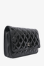 Chanel Black Patent Leather Classic Quilted Wallet On Chain