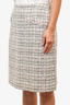 Chanel Cream/Pink Lesage Ribbon/Lace Tweed Skirt Size 42