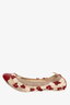 Chanel Red/Cream Knit Floral Patent Leather Cap Toe Ballet Flats Size 36.5