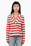 Pre-loved Chanel™ Red/White Metallic Striped Double Breasted Blazer Size 36