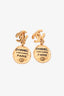 Pre-loved Chanel™ Gold Tone Round '31 Rue Cambon Paris' Tag Drop Clip-On Earrings