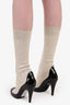 Pre-loved Chanel™ White/Black Patent Leather Sock Knee Boots size 37