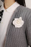 Pre-Loved Chanel™ White Fabric Camellia Flower Brooch