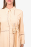 Chloe Beige Lace Trimmed Button-Down with Tie Waist Dress Size 40