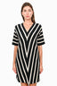 Chloe Black/Cream Chevron Striped Cotton Knit Dress Size XS
