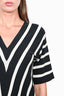 Chloe Black/Cream Chevron Striped Cotton Knit Dress Size XS