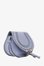 Chloe Blue Grained Leather Small Marcie Crossbody Bag