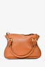 Chloe Brown Grained Leather Medium Marcie Shoulder Bag with Strap