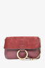 Chloe Burgundy Leather/Suede Small Faye Shoulder Bag