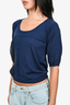 Chloe Navy Blue Cashmere Sweater with Silk Panel Size M