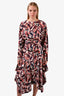 Chloe Red Silk Patterned Dress with Belt Size 4
