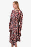 Chloe Red Silk Patterned Dress with Belt Size 4