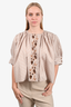 Chloe White/Beige Striped Embroidered Blouse Size 40