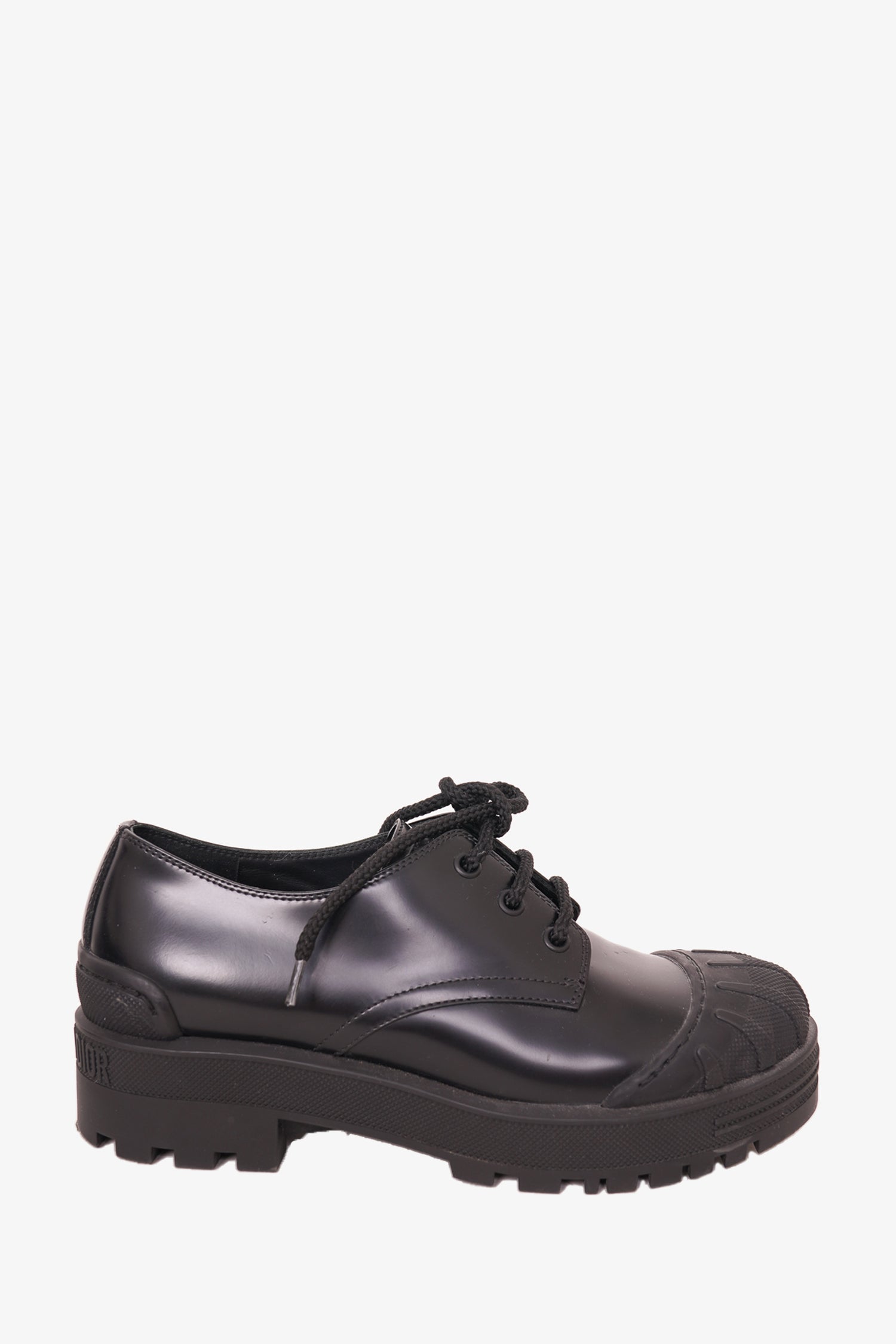 Christian Dior Black Brushed Calfskin Lace Up Derby Shoes Size