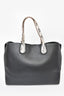 Christian Dior Black Leather Python Trim Large 'Addict' Tote Bag