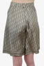 Christian Dior Grey/Khaki Green Silk Oblique Bermuda Shorts Size 52 Mens