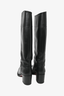Christian Louboutin Black Leather Knee High Heeled Tread Sole Boots Size 38