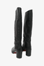 Christian Louboutin Black Leather Knee High 'Karitube 70' Block Heel Boots Size 38