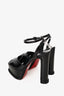 Christian Louboutin Black Patent Amali Alta Platform Sandals Size 38.5