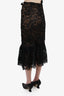 Costarellos Black Lace Floral Appliqué Midi Skirt Size 36