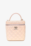 Pre-loved Chanel™ 2022 Pink Iridescent Leather Vanity Case