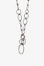 David Yurman Sterling Silver Oval Cable Link Necklace with Diamond Station