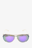 Dior Silver Aviator Sunglasses w/ White Sides