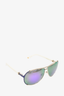 Dior Silver Aviator Sunglasses w/ White Sides