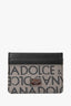 Dolce & Gabbana Black Leather/Grey Logo Jacquard Card Holder