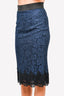 Dolce & Gabbana Navy Blue Floral Lace Midi Skirt sz 42