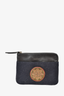 Dries Van Noten Black Leather/Navy Felt Embroidered Mini Pouch