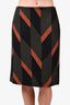 Dries Van Noten Green/Black/Orange Printed Wool Knee Length Skirt Size 36