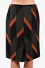 Dries Van Noten Green/Black/Orange Printed Wool Knee Length Skirt Size 36