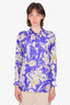 Dries van Noten Blue Floral Silk Button-Up Size 40