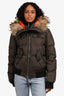 Dsquared2 x Dean and Dan Green Zip-up Puffer Jacket With Fur Hood Size 44