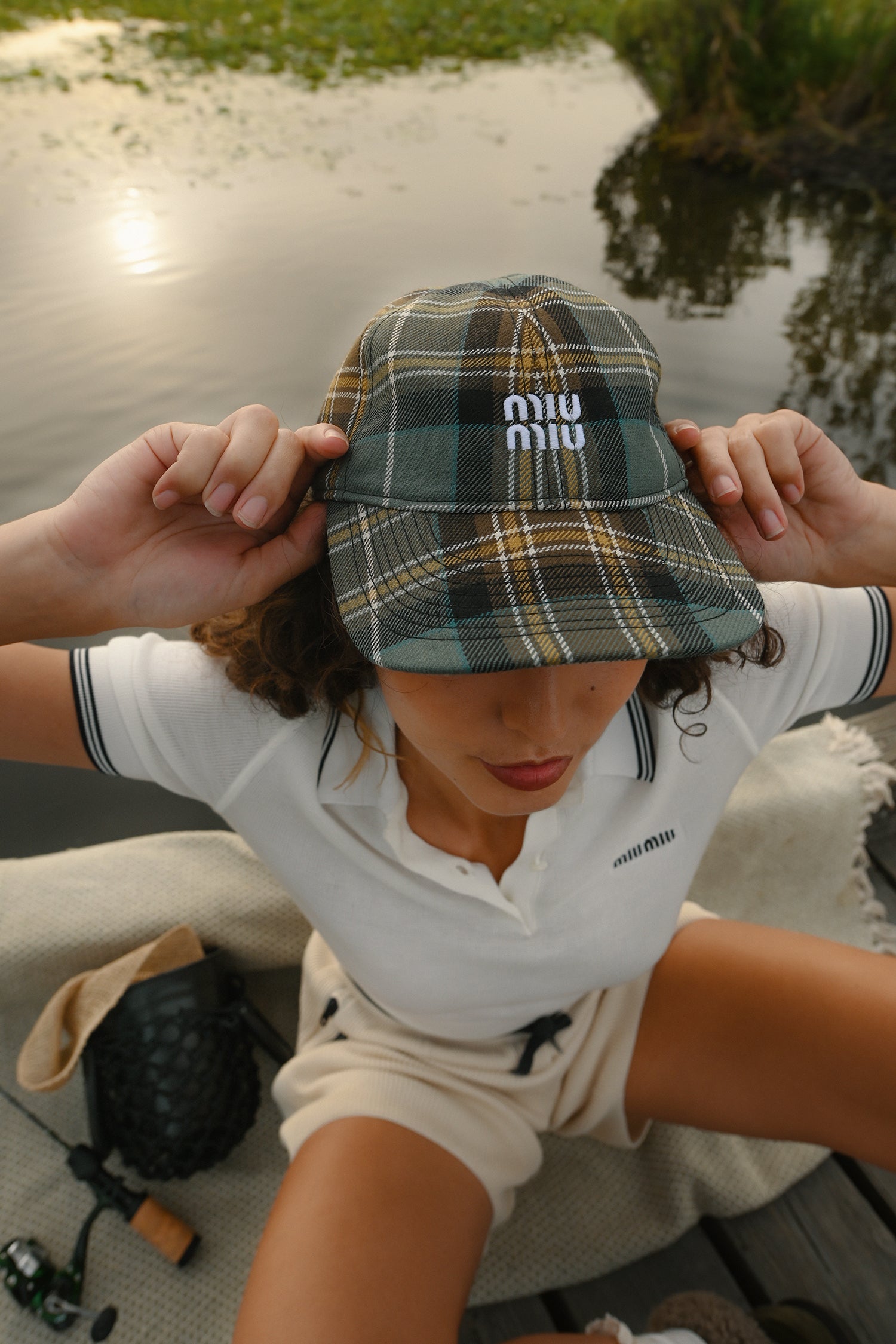 Miu Miu Brown/Green Tartan Patterned Cap – Mine & Yours