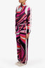 Emilio Pucci Pink/Multicolor Velvet Printed Jacket + Pant Tracksuit Set Size 34/36