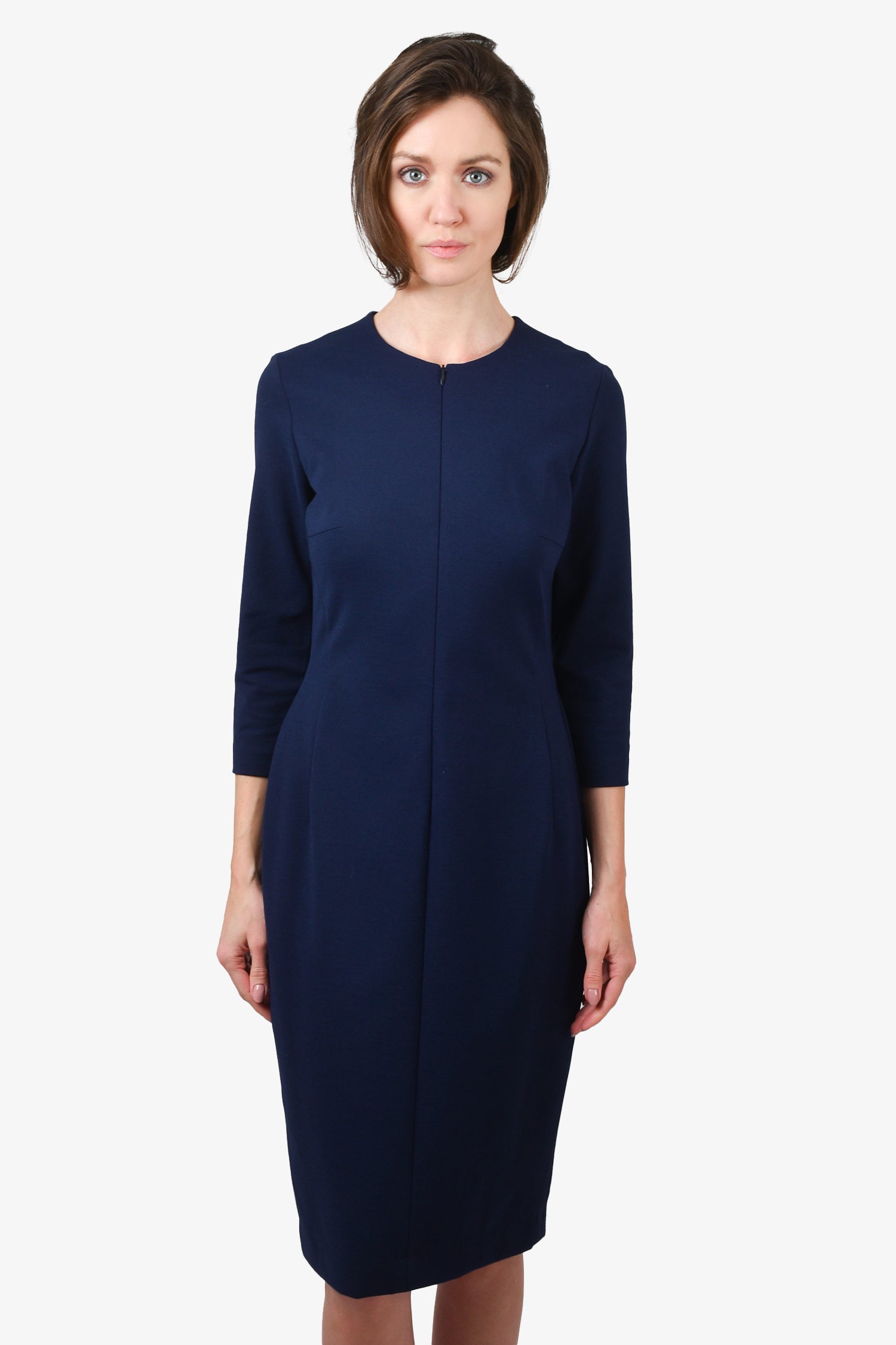 Escada Blue Zip-Up Shift Dress Size 38 Escada Blue Zip-Up Shift Dress Size 38