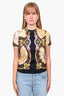 Fendace Brown Zucca/Gold Chain Printed T-Shirt Size XXS