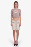 Fendi Beige Cotton Floral Applique Detail Cropped Cardigan Size 42 'As Is'
