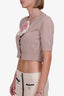 Fendi Beige Cotton Floral Applique Detail Cropped Cardigan Size 42 'As Is'